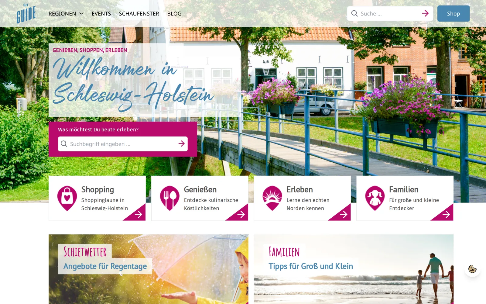 Startseite des SH-Guide, digitaler Reiseführer für Schleswig-Holstein